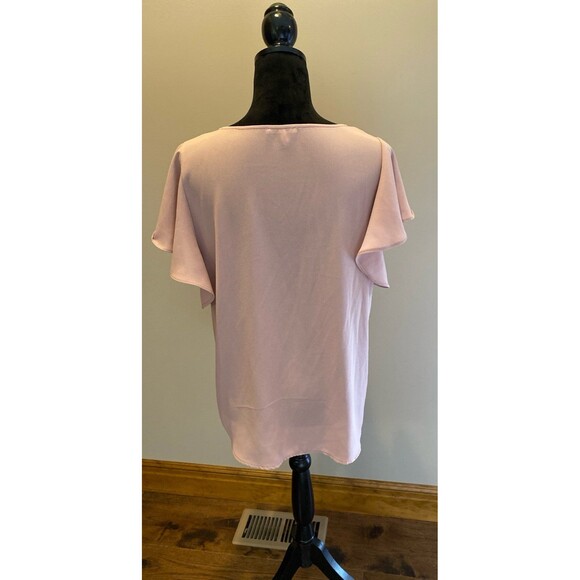 Maurice’s Blouse Plus Size XL Dusty Rose Pink  Lace Up Front Flutter Sleeve - Picture 5 of 10